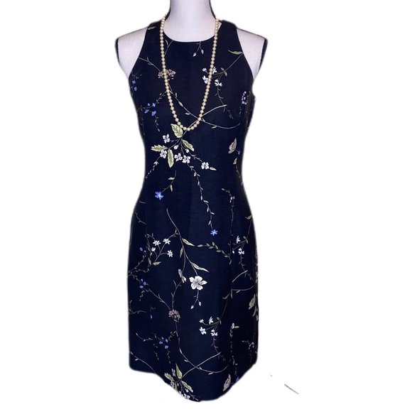 Jones New York Dresses & Skirts - Jones New York Black w/Flowers Sleeveless Sheath Dress Size 4